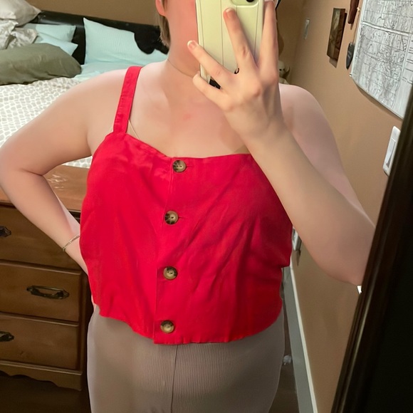 Red Cropped Tank Top - Picture 1 of 5